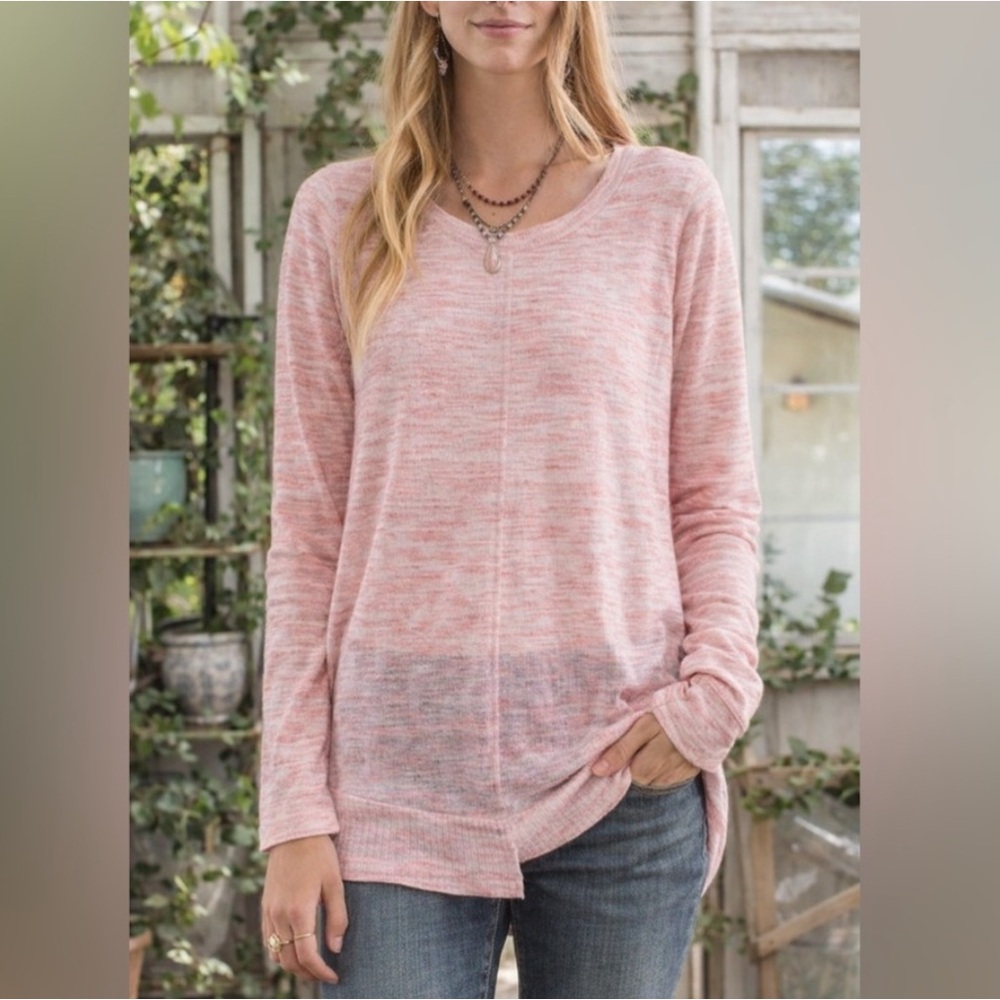 NEW- SUNDANCE x BLUE TASSEL/ PINK/WHITE KNIT ASYMMETRICAL RIB HEM